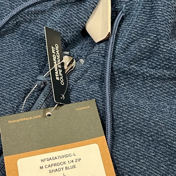 NWT Men’s Large North Face 1/4 Zip Caprock Soft Navy Woven Knit Sweater - Picture 9 of 11